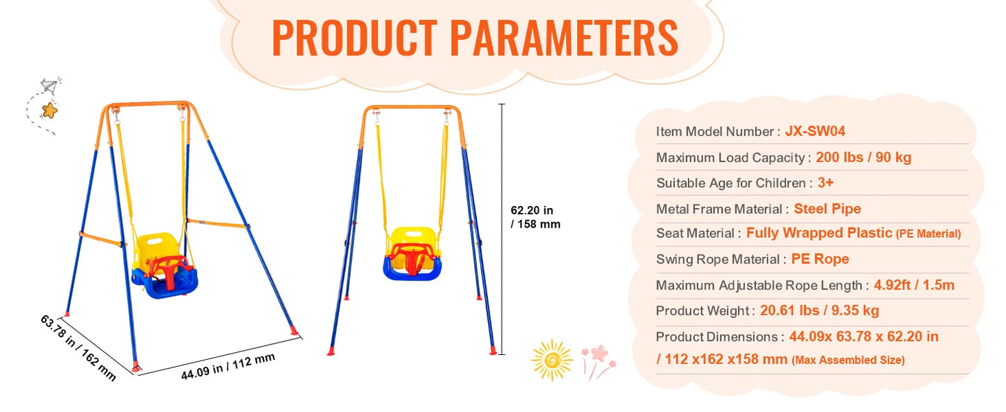 3 In 1 Outdoor Kids Swing Set