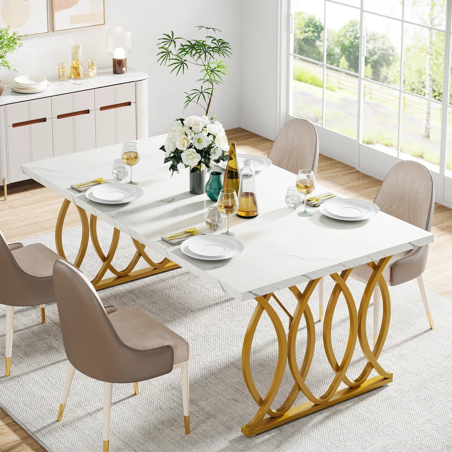 Modern Faux Marble Dining Table
