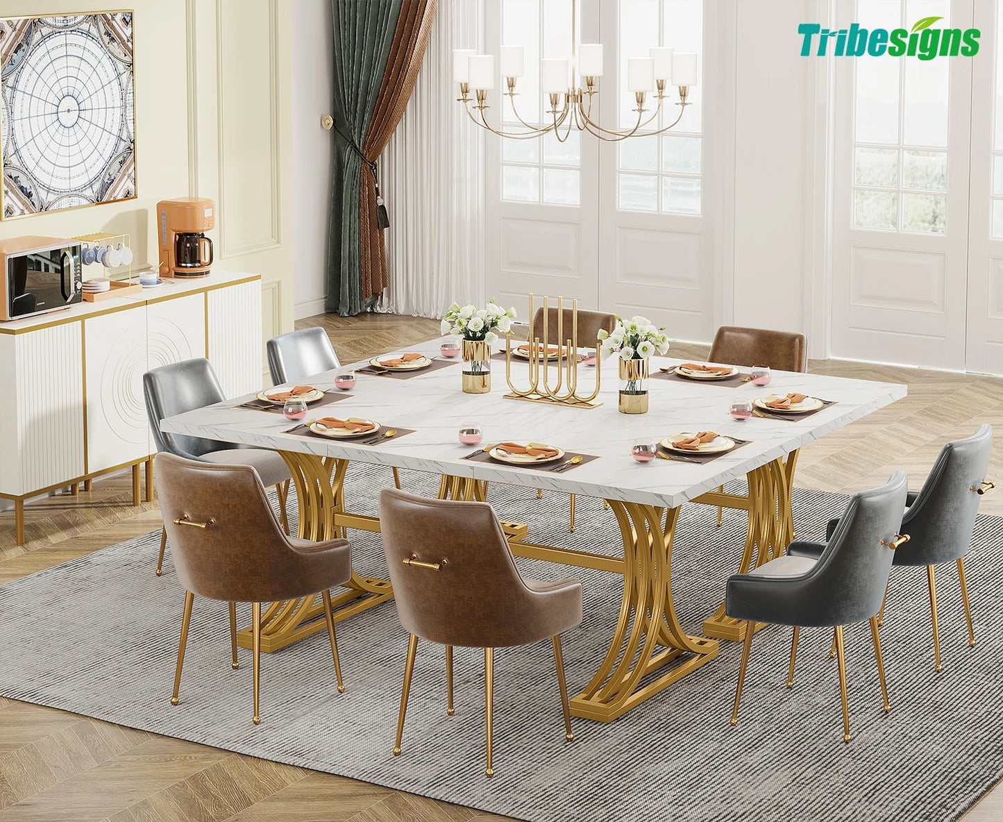 Modern Faux Marble Dining Table