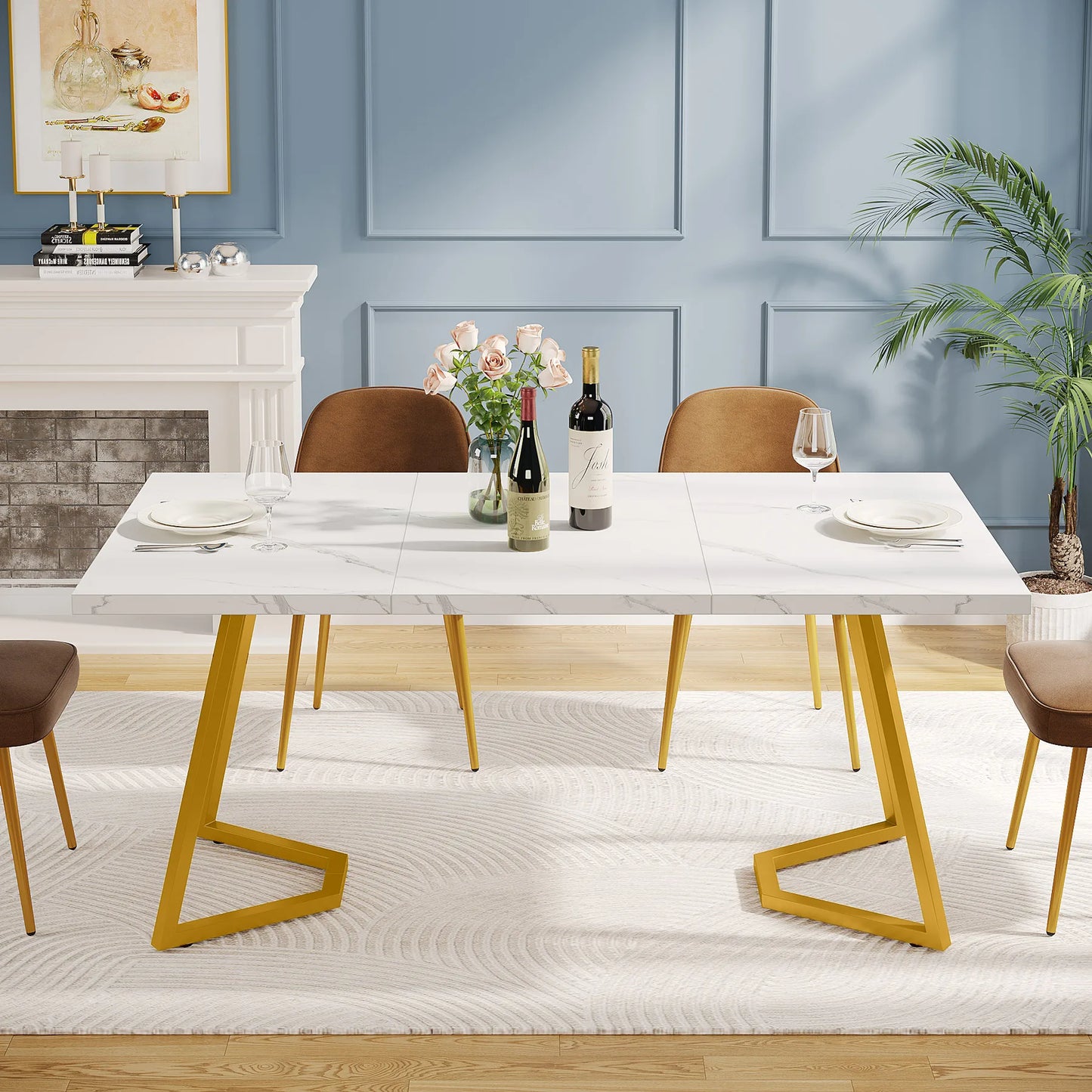 Modern Faux Marble Dining Table