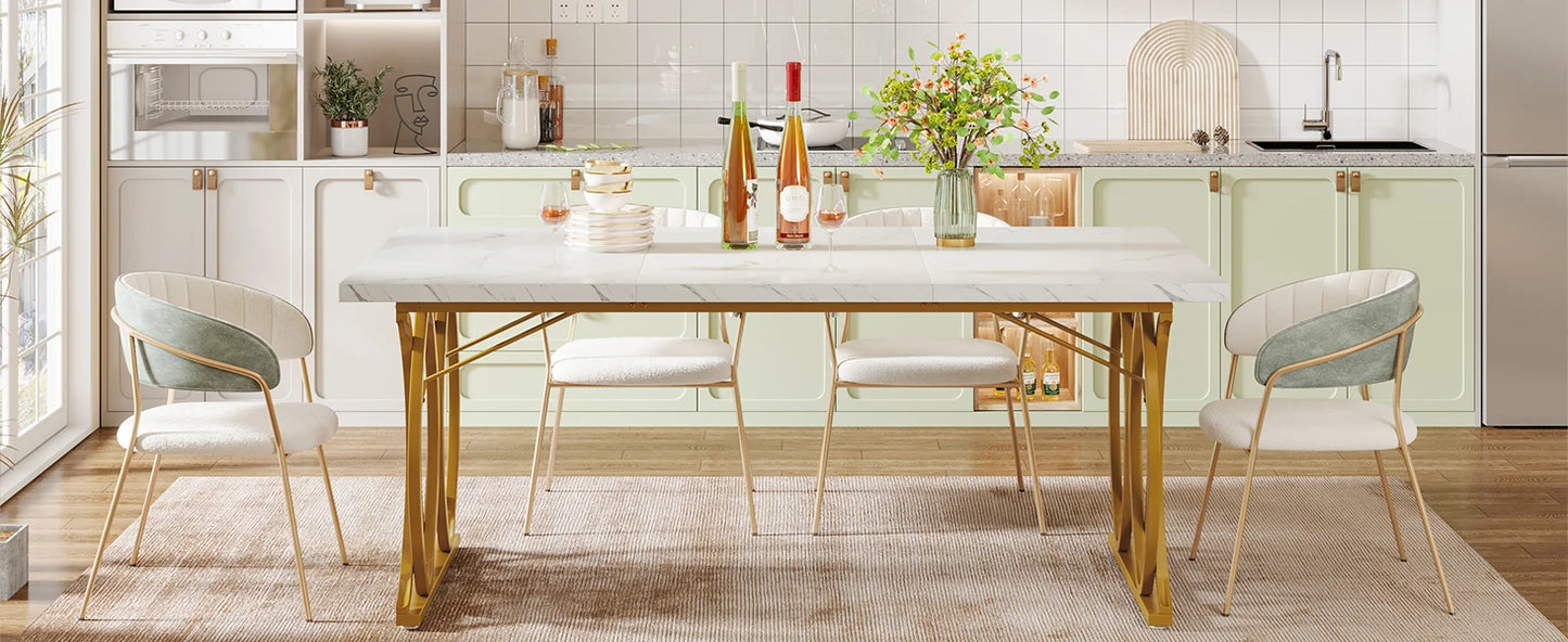 Modern Faux Marble Dining Table