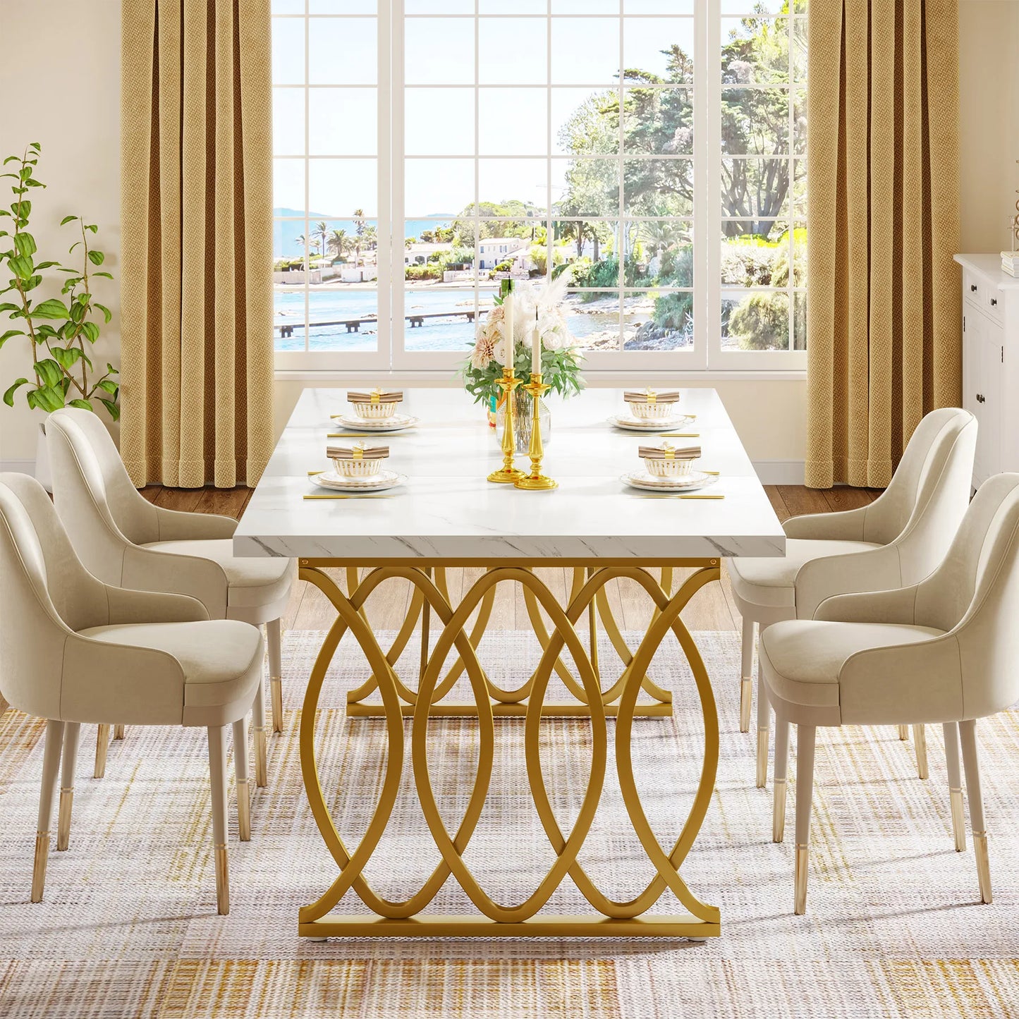 Modern Faux Marble Dining Table