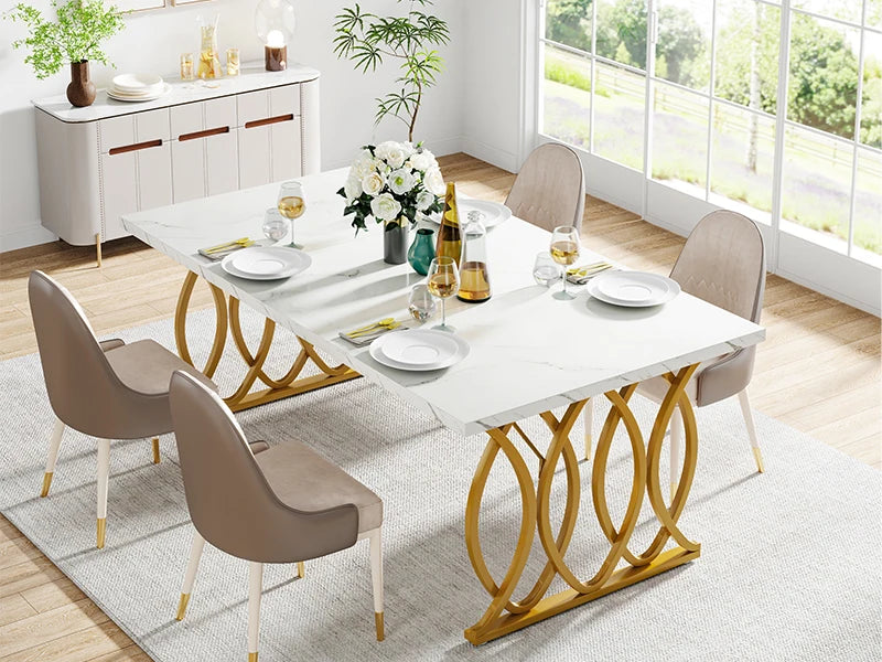 Modern Faux Marble Dining Table