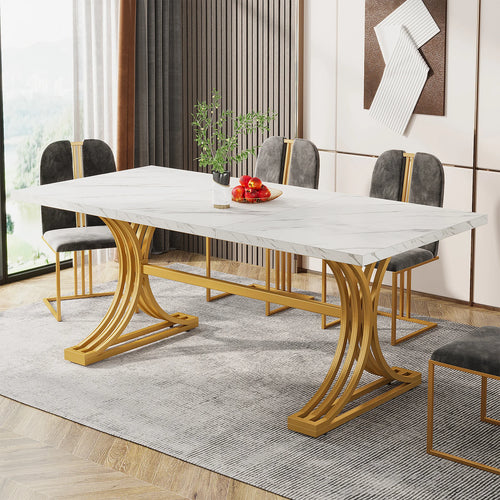 Modern Faux Marble Dining Table