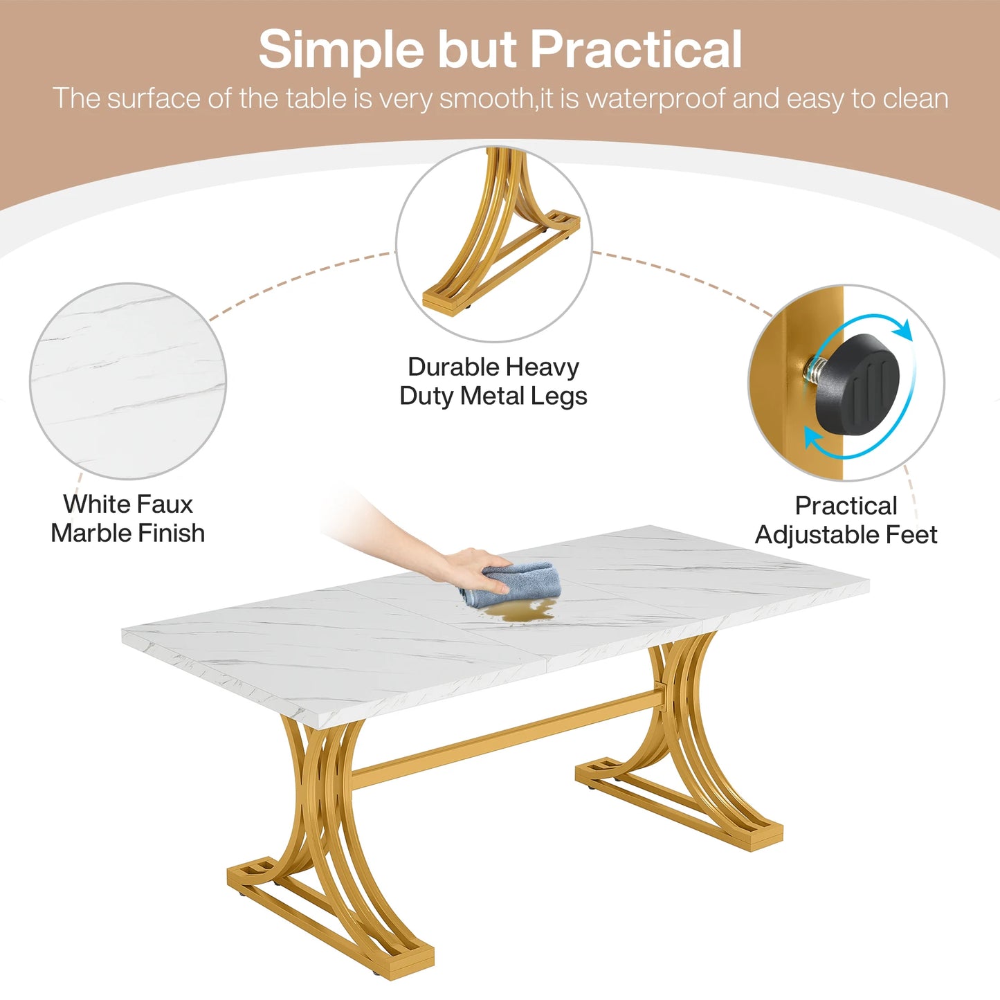 Modern Faux Marble Dining Table