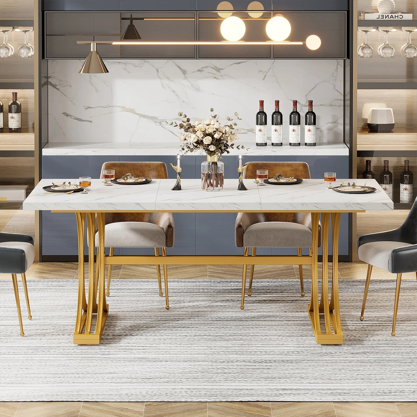 Modern Faux Marble Dining Table