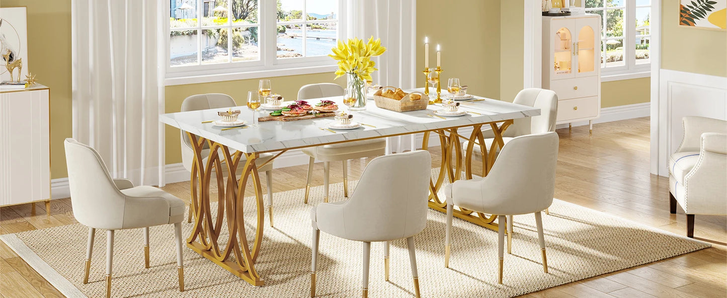 Modern Faux Marble Dining Table