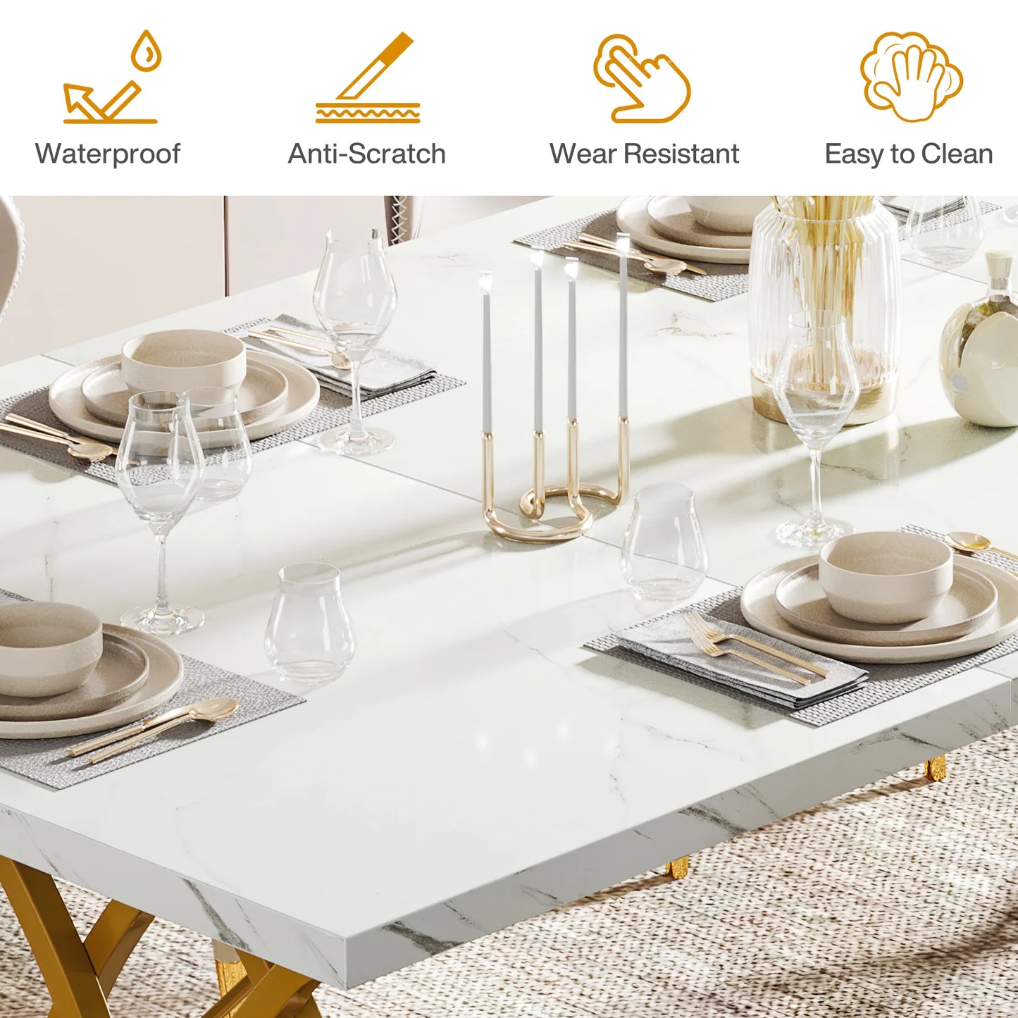 Modern Faux Marble Dining Table