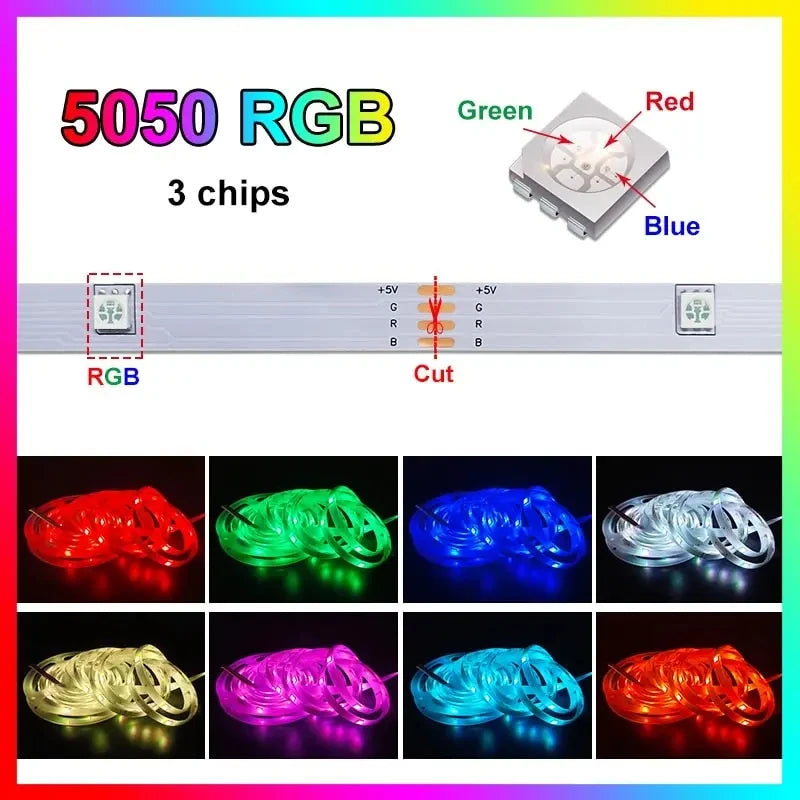 Smart LED Strip Lights 5050 RGB – Bluetooth & IR Remote Control