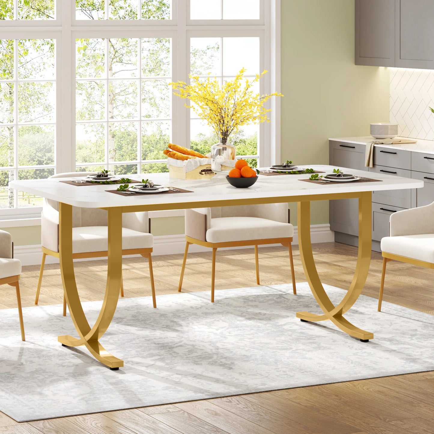 Modern Faux Marble Dining Table