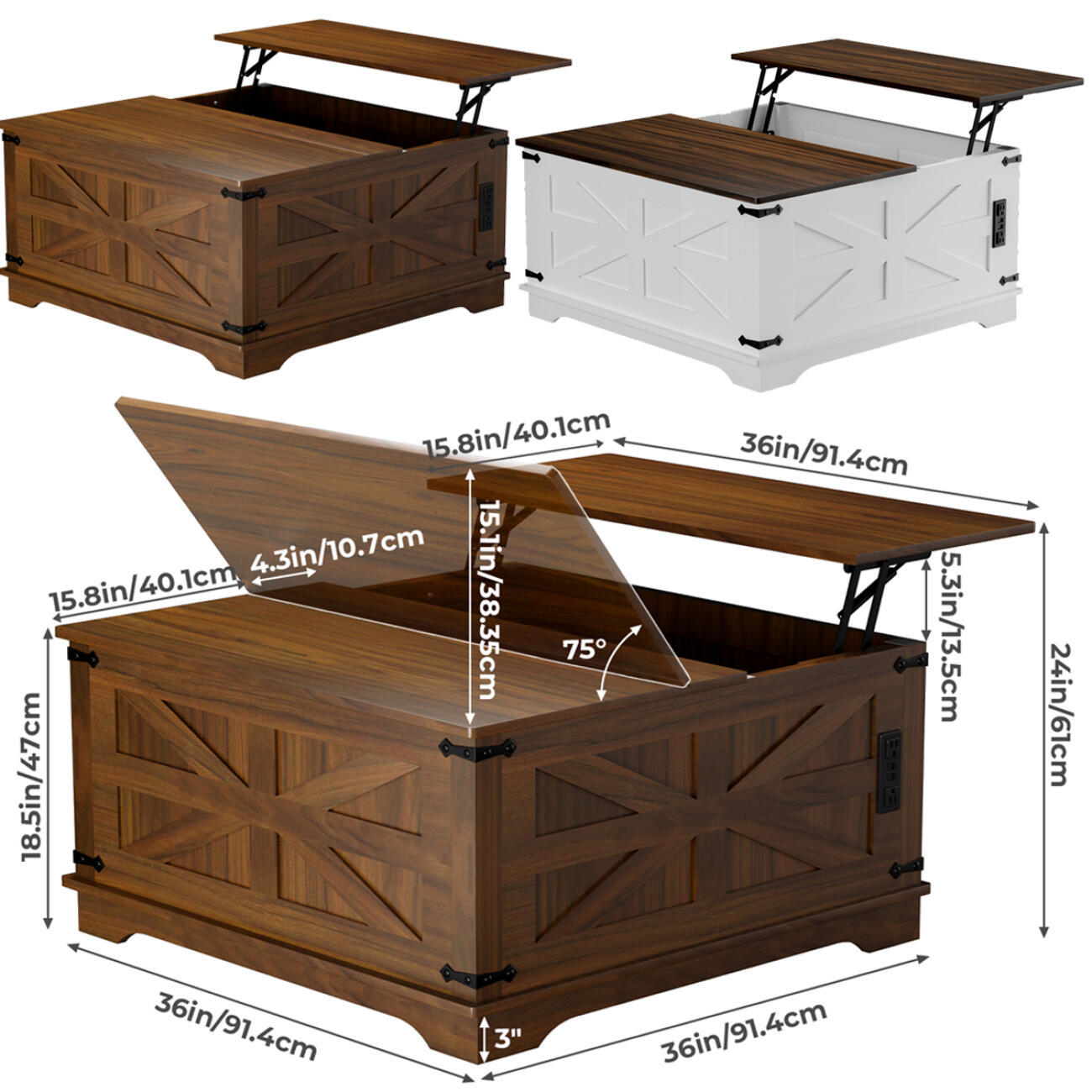 Farmhouse Coffee Table With Lift-Top