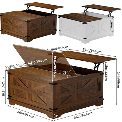 Farmhouse Coffee Table With Lift-Top