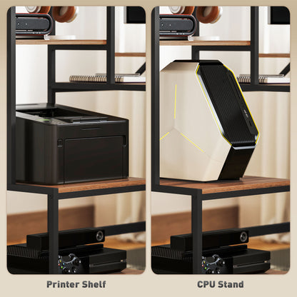 Computer Desk With Monitor Stand & Reversible 4-Tier Shelf