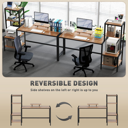Computer Desk With Monitor Stand & Reversible 4-Tier Shelf