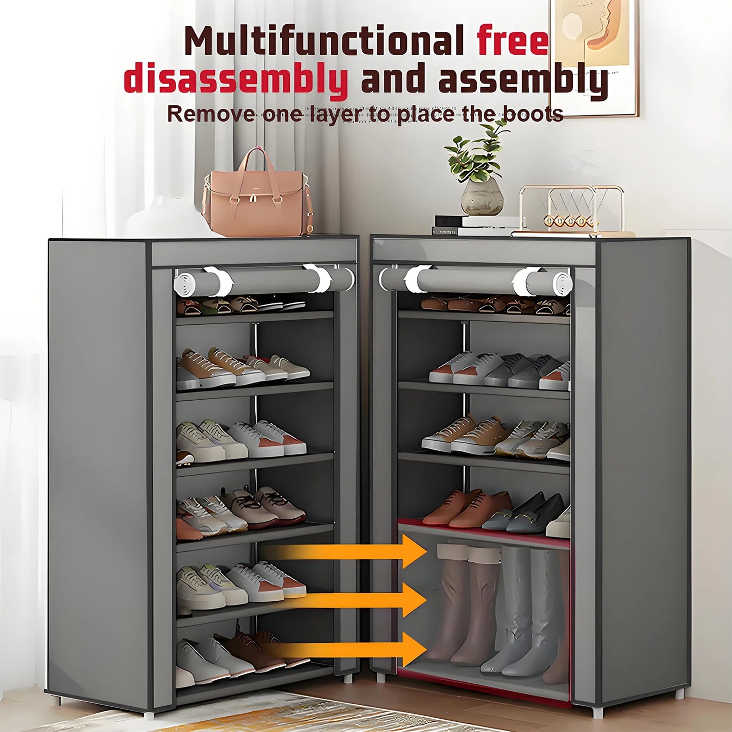 Shoe Storage Organizer Cabinet with Dustproof Fabric Cover