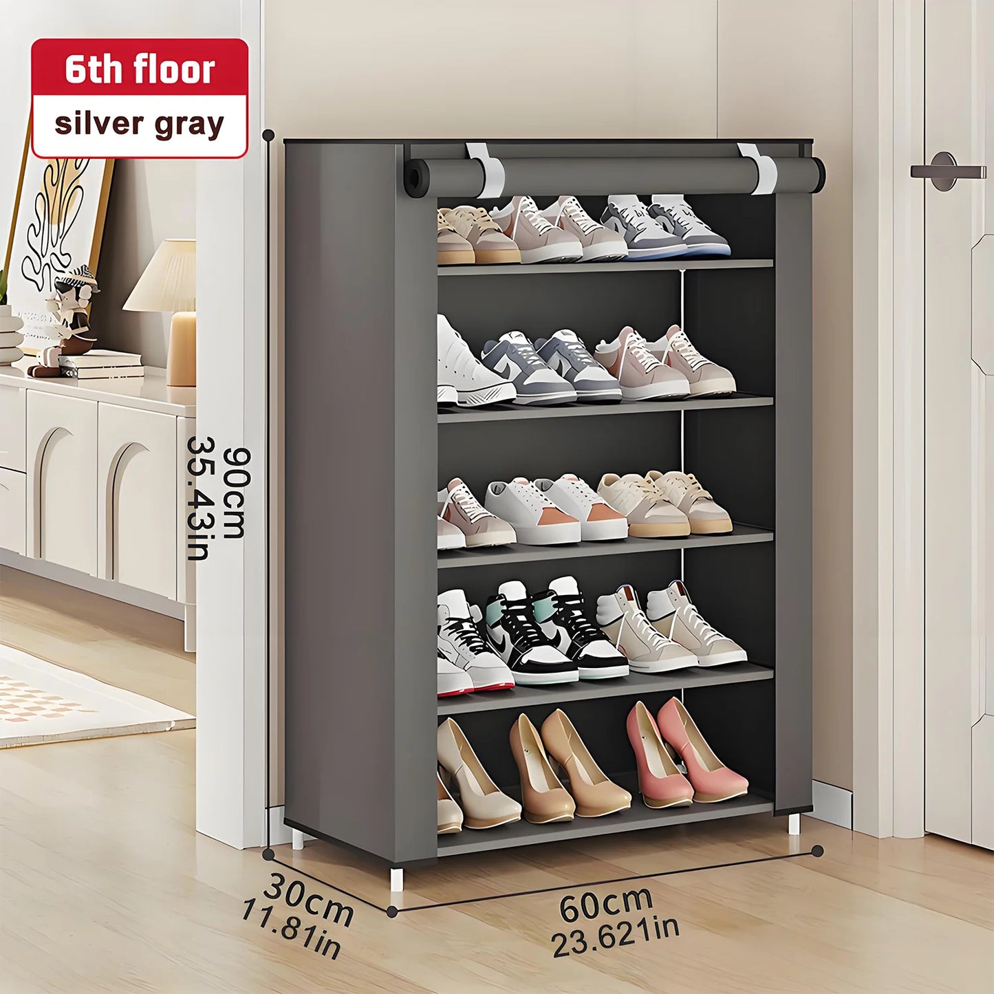 Shoe Storage Organizer Cabinet with Dustproof Fabric Cover