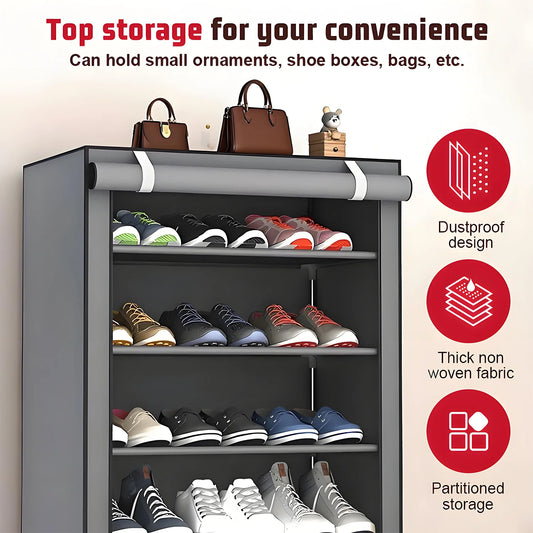 Shoe Storage Organizer Cabinet with Dustproof Fabric Cover