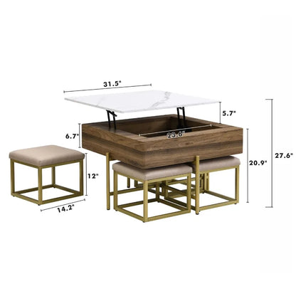 Modern Square LiftTop Coffee Table Set with Storage