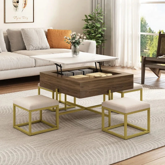 Modern Square LiftTop Coffee Table Set with Storage