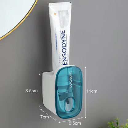 Automatic Wall-Mounted Toothpaste Dispenser & Toothbrush Holder