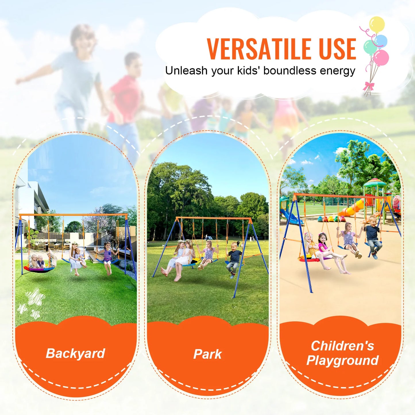 3 In 1 Outdoor Kids Swing Set