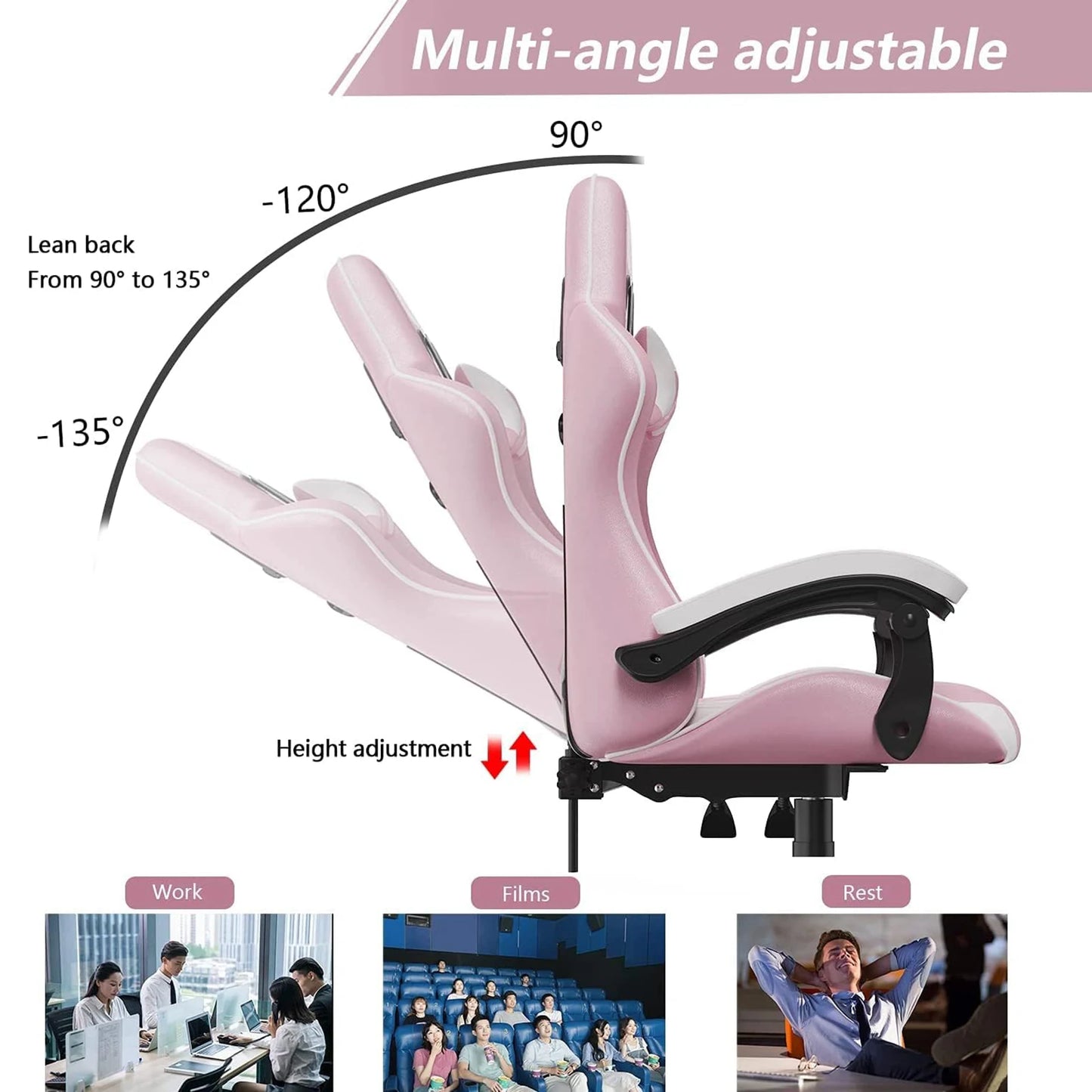 Gamer Chair with Lumbar Cushion & Headrest