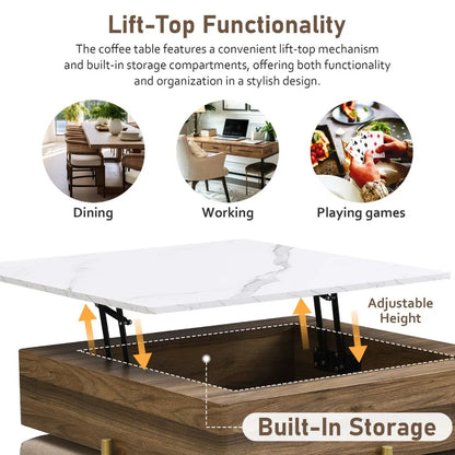 Modern Square LiftTop Coffee Table Set with Storage