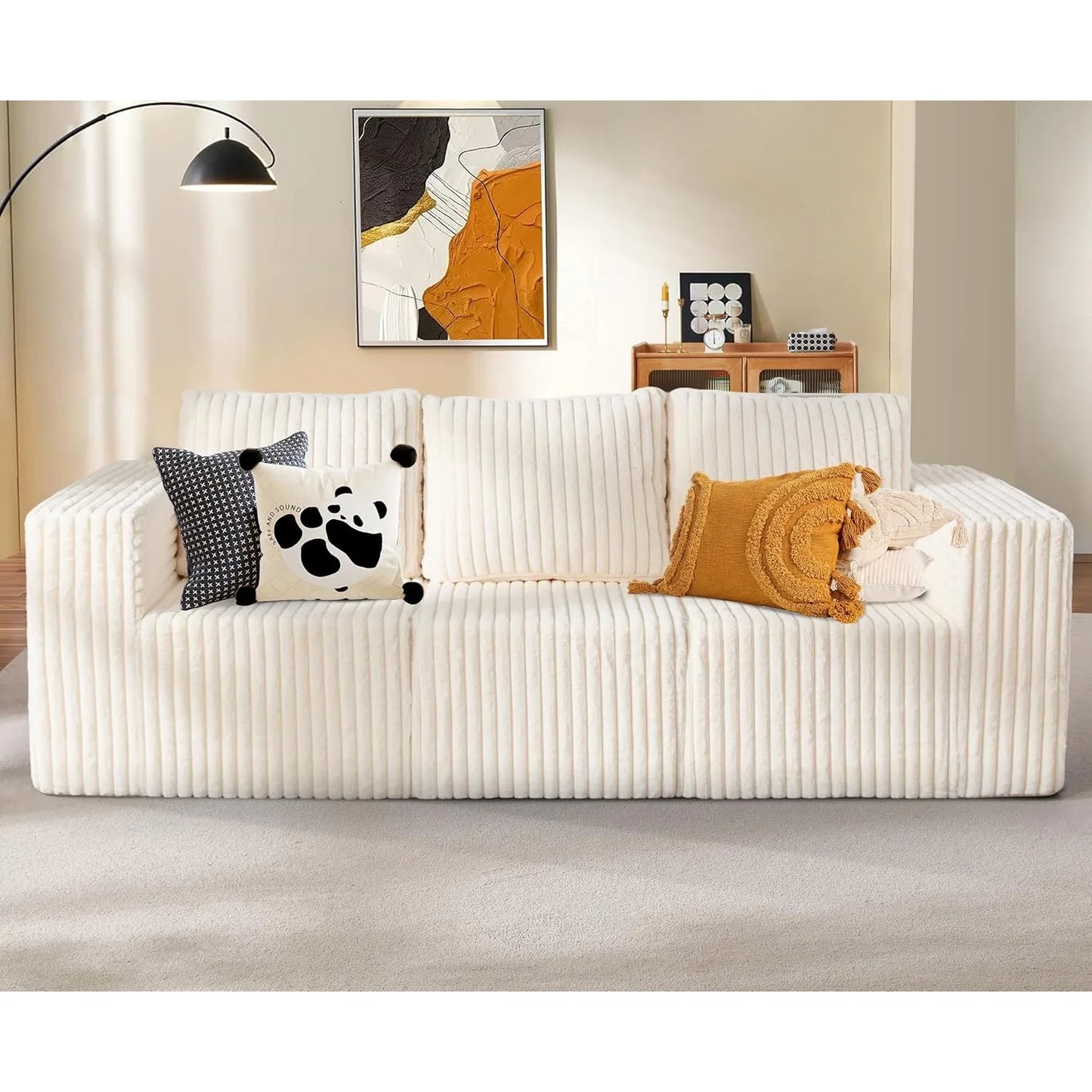 Deep-Seat 3-Seater Sectional Sofa w/ Cloud Foam & Pillows