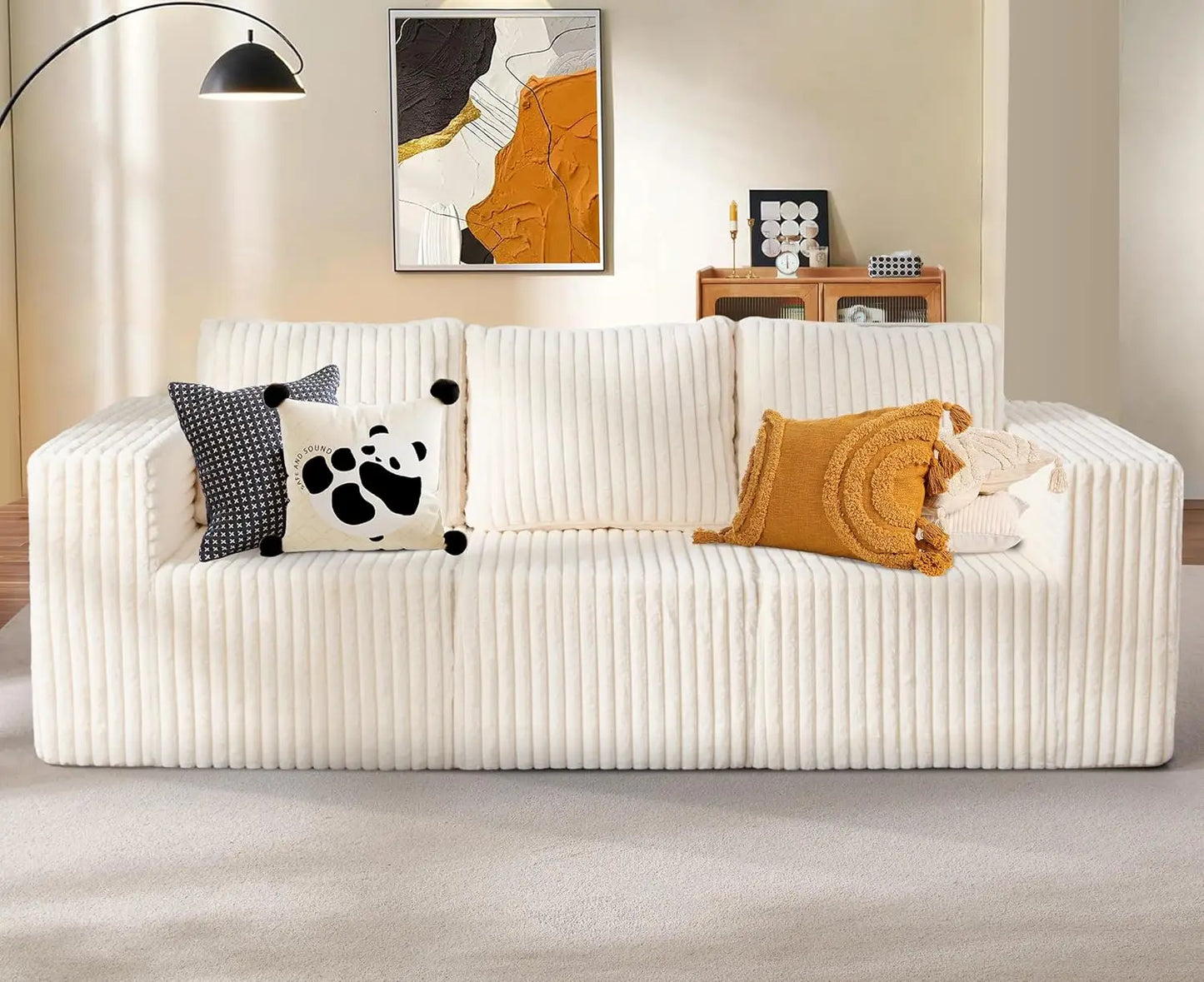 Deep-Seat 3-Seater Sectional Sofa w/ Cloud Foam & Pillows