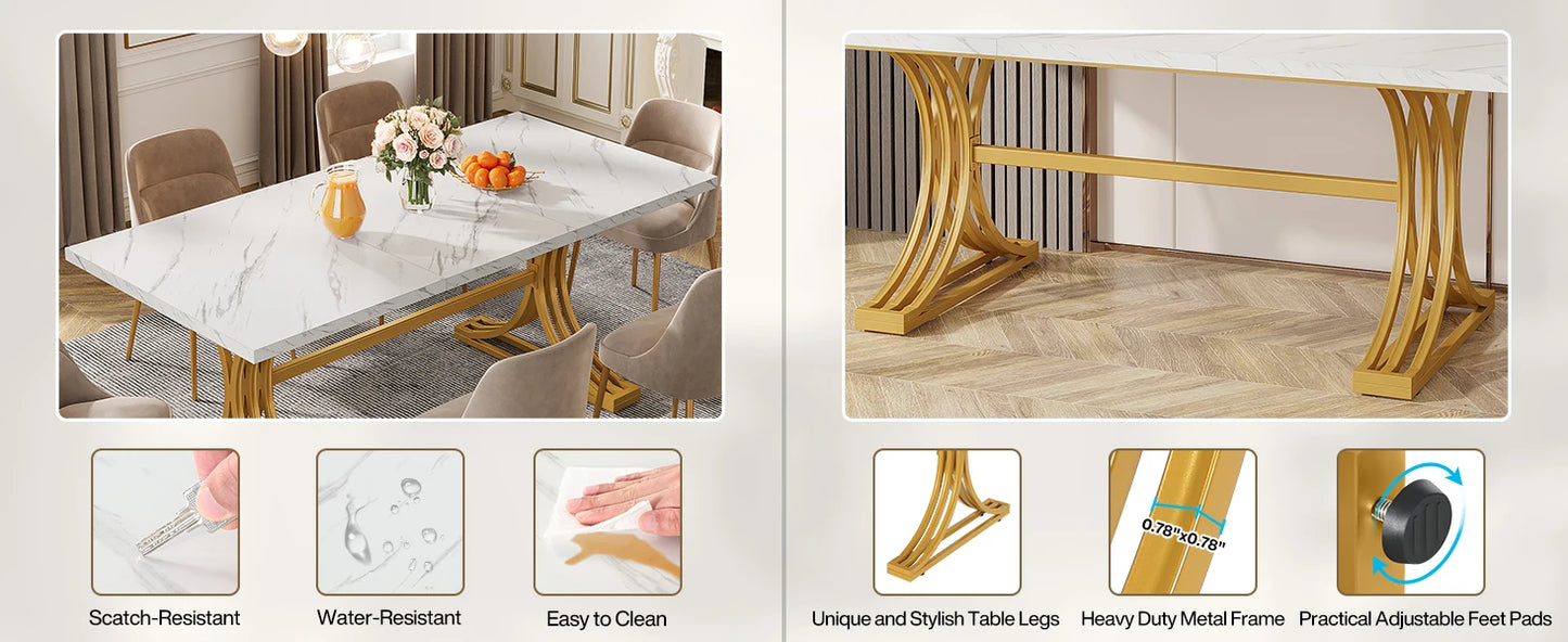 Modern Faux Marble Dining Table