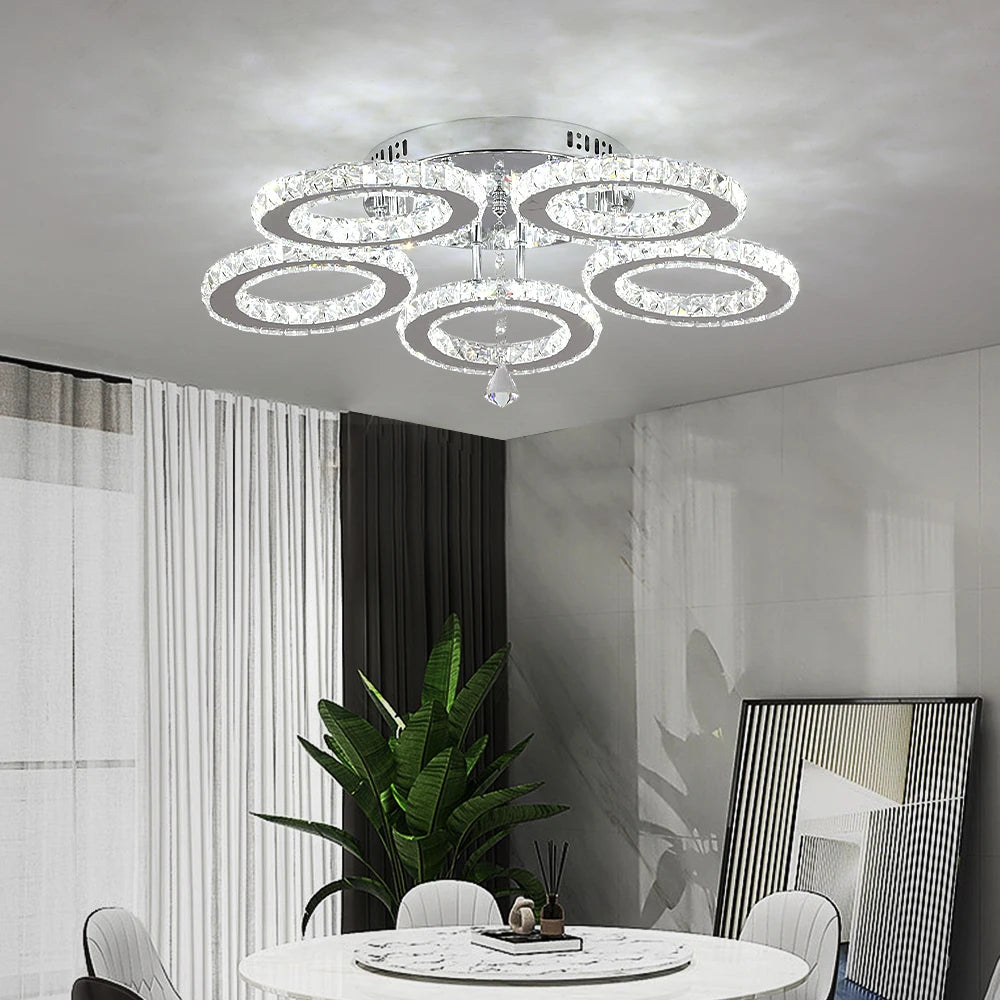 Crystal 5-Ring Chandelier