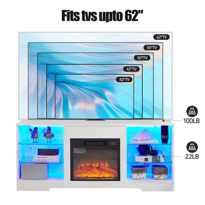 3D Fireplace TV Stand with USB Charging Outlet