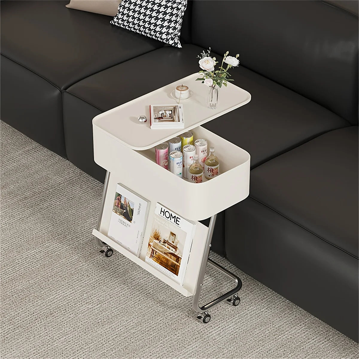 Z Shaped Side Table With Storage