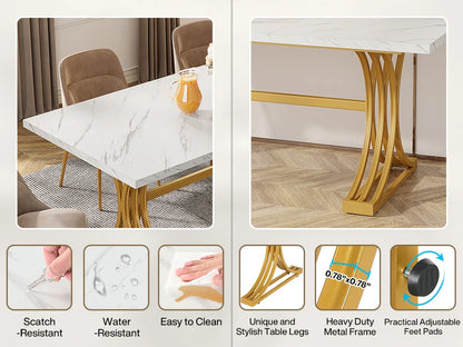 Modern Faux Marble Dining Table