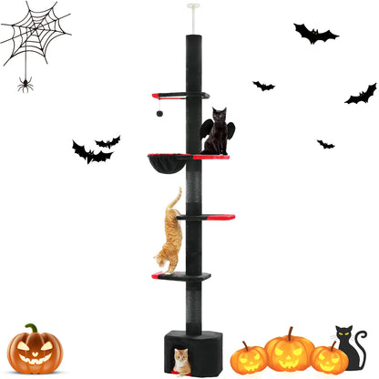 Adjustable Ceiling Cat Tower with Scratching Condo