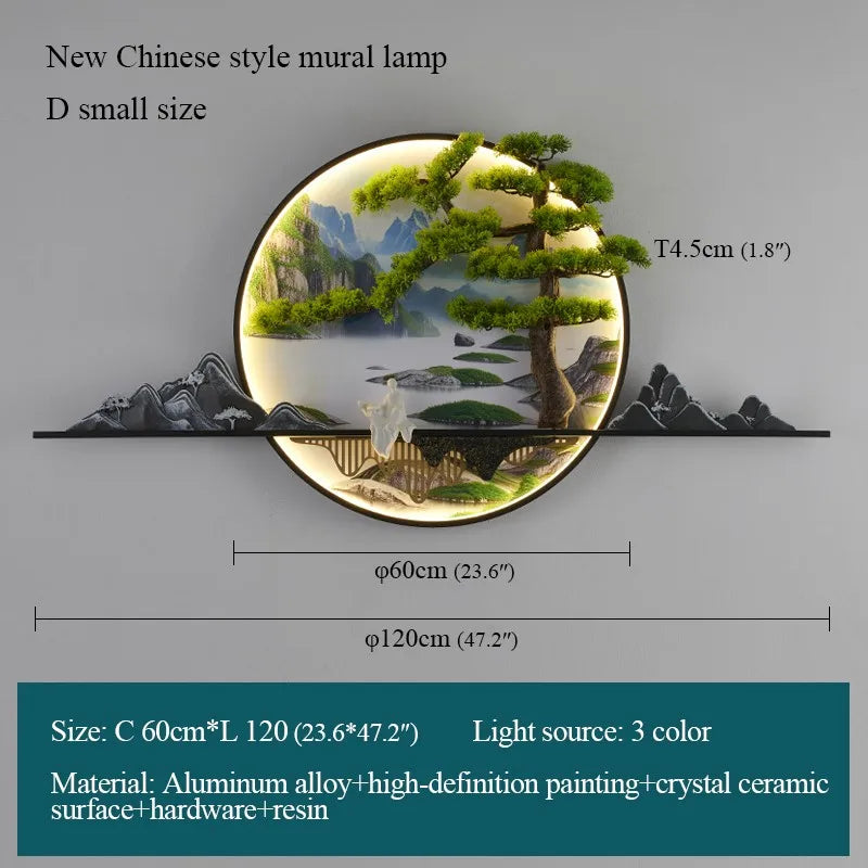 Modern 3D Chinese Landscape LED Lamp