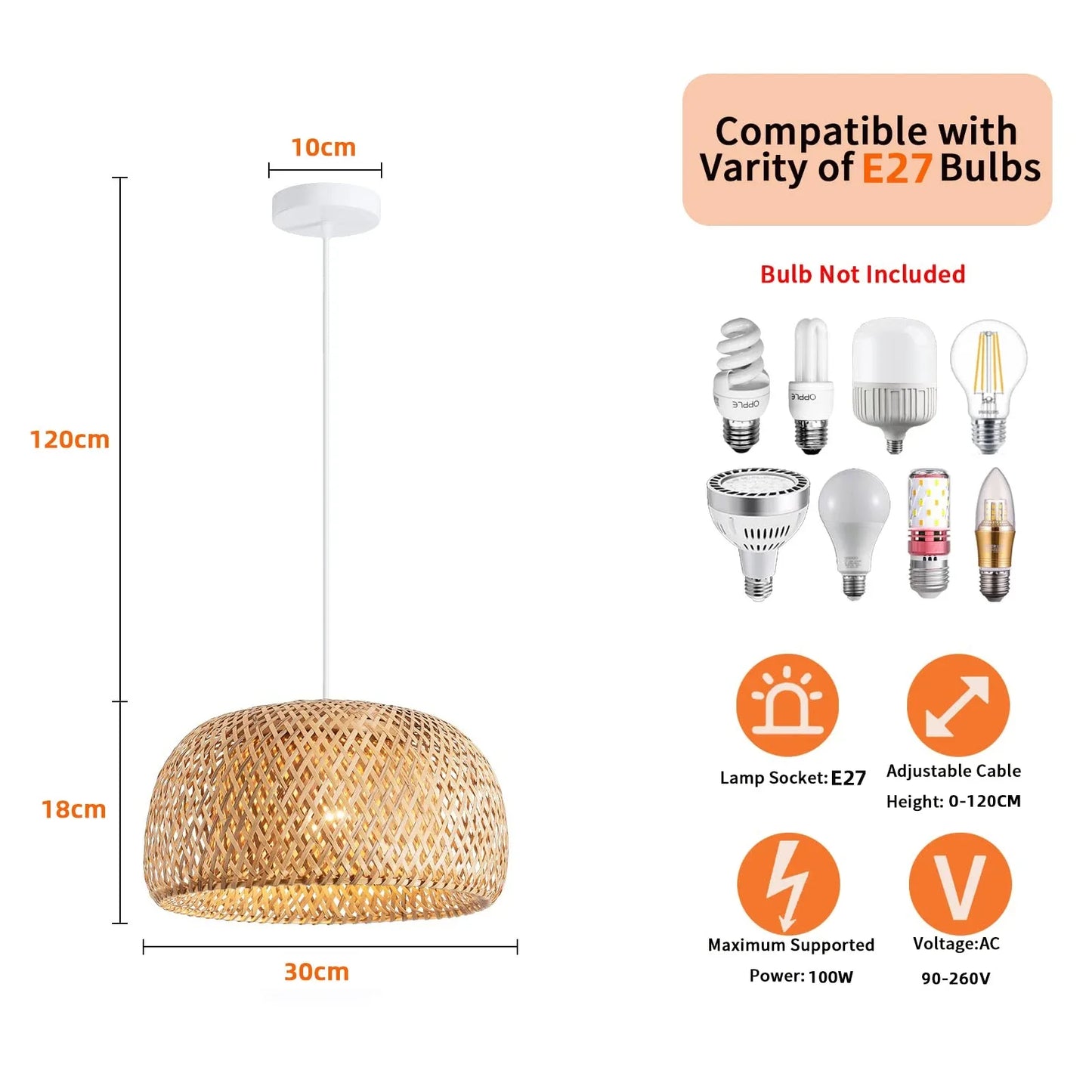 Bamboo Lantern Pendant Lamp Natural