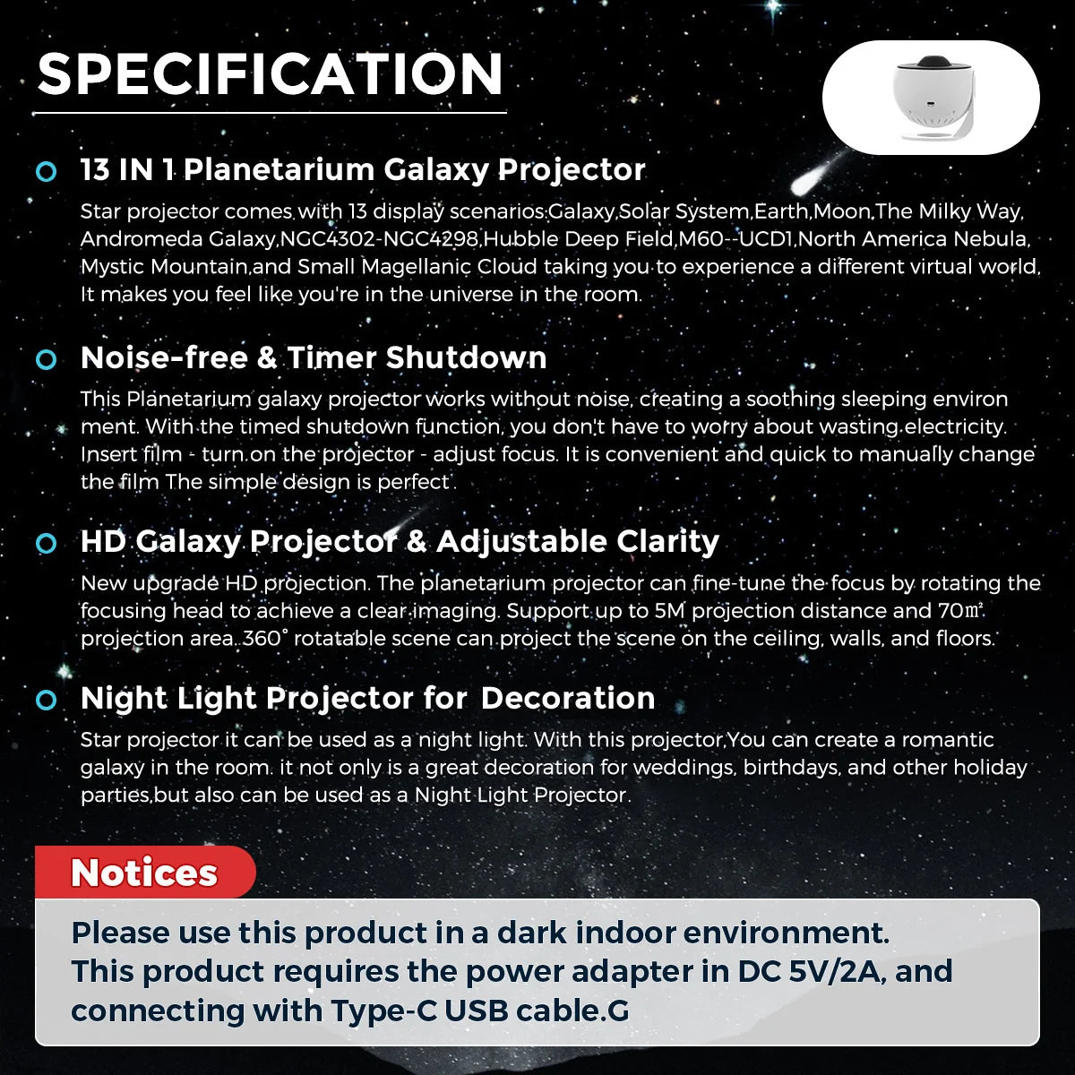Planetarium Star Galaxy Projector