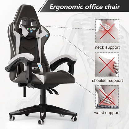 Gamer Chair with Lumbar Cushion & Headrest