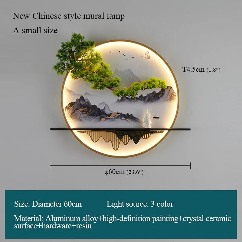 Modern 3D Chinese Landscape LED Lamp