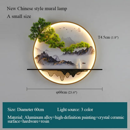 Modern 3D Chinese Landscape LED Lamp