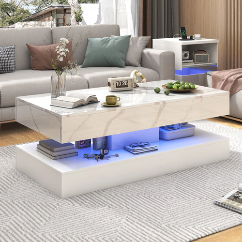 Double-Layer Table with LED Lights