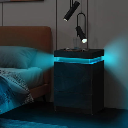 Modern Nightstands Set of 2 with LED Light