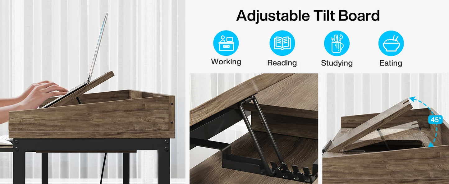Height Adjustable Overbed Table with Wheels, Queen Size Over Bed Desk with Adjustable, Mobile Laptop Cart Computer Desk