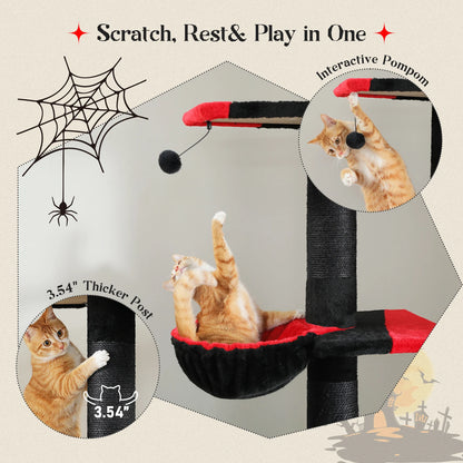 Adjustable Ceiling Cat Tower with Scratching Condo