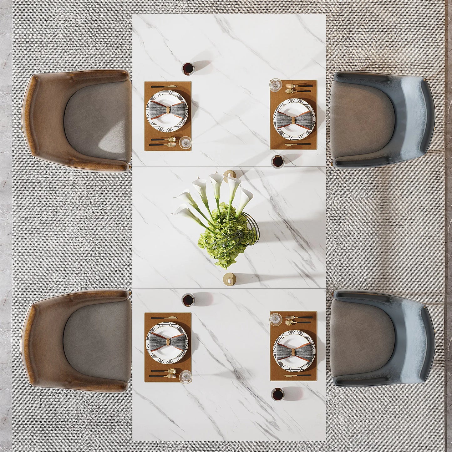 Modern Faux Marble Dining Table