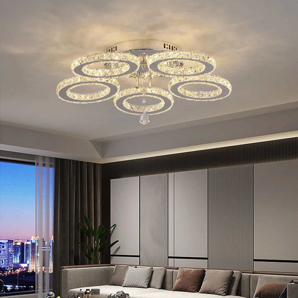 Crystal 5-Ring Chandelier