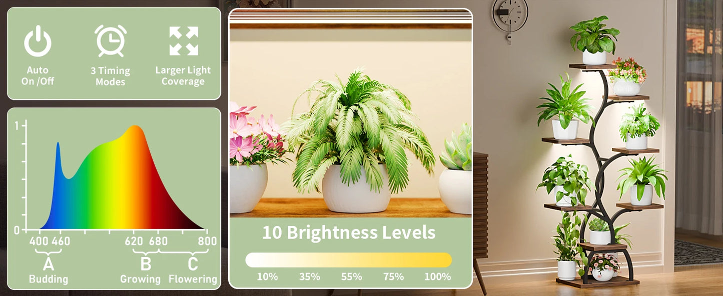 49" Tall Plant Shelf with Lights for Indoor Growing