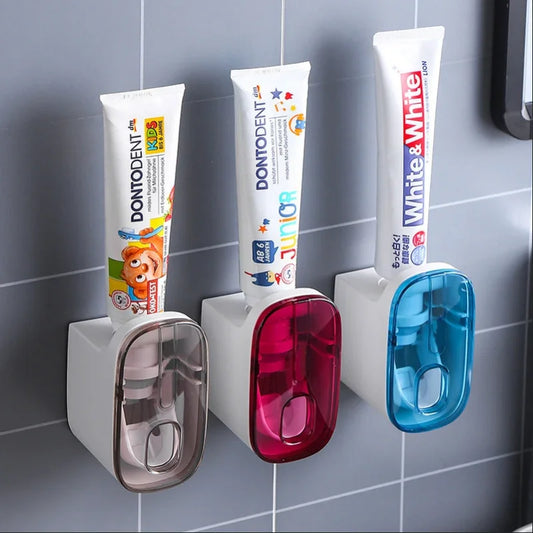 Automatic Wall-Mounted Toothpaste Dispenser & Toothbrush Holder