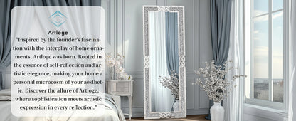 XL Wall Mirror Full Length Floor Mirror with Silver Crushed Diamond Decor